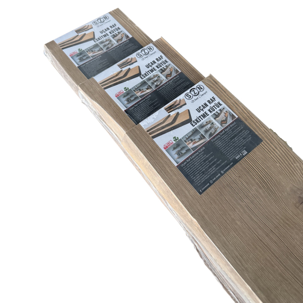 SZN Wood Uçan Raf Eskitme Kütük Ladin-Göknar 1 Kenar Sulama 100x15-19x3cm Gizli Bağlantı SZN51-Teak -- -- -- + - 6