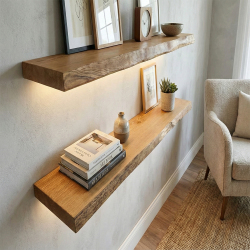 SZN Wood Uçan Raf Eskitme Kütük Ladin-Göknar 1 Kenar Sulama 100x15-19x3cm Gizli Bağlantı SZN51-Teak -- -- -- + - 9