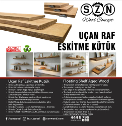 SZN Wood Uçan Raf Eskitme Kütük Ladin-Göknar 1 Kenar Sulama 100x15-19x3cm Gizli Bağlantı SZN51-Teak -- -- -- + - 11