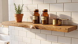 SZN Wood Uçan Raf Eskitme Kütük Ladin-Göknar 1 Kenar Sulama 15-19x3cm Gizli Bağlantı SZN51-Teak -- -- -- + - SZN Wood