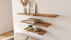 SZN Wood Uçan Raf Eskitme Kütük Ladin-Göknar 1 Kenar Sulama 15-19x3cm Gizli Bağlantı SZN51-Teak -- -- -- + - 5
