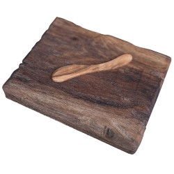 SZN Wood Walula Sunum Tahtası (Kaşıklı) Ceviz 17x20x2-3cm Kitchenware Oil Yaşlandırılmış - Thumbnail