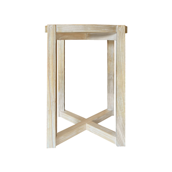 SZN Wood Yan Sehpa Jovi -- Oyma Eskitme Kestane Beyaz Patina - -- 40 x 40 x 55 cm - 2