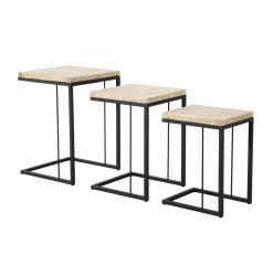 SZN Wood Zigon Sehpa Ganita Siyah Testere İzli Ladin Patina - Üçlü 44 x 44 x 63 cm - 3