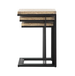 SZN Wood Zigon Sehpa Ganita Siyah Testere İzli Ladin Patina - Üçlü 44 x 44 x 63 cm - 4