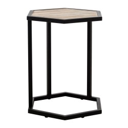 SZN Wood - SZN Wood Zigon Sehpa Honwal Siyah Eskitme Ahşap Çam Panel SZN51-Teak - -- 45 x 45 x 51 cm