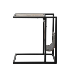 SZN Wood Zigon Sehpa Lica Dergilikli Siyah Eskitme Ahşap Çam Panel SZN-72-Dark Walnut - -- 33 x 50 x 54 cm - 3