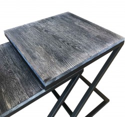 SZN Wood Zigon Sehpa Z Siyah Ahşap Çam Panel Tao Yüzey - İkili 45 x 45 x 50 cm - Thumbnail