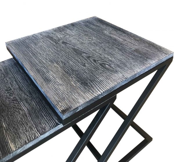 SZN Wood Zigon Sehpa Z Siyah Ahşap Çam Panel Tao Yüzey - İkili 45 x 45 x 50 cm