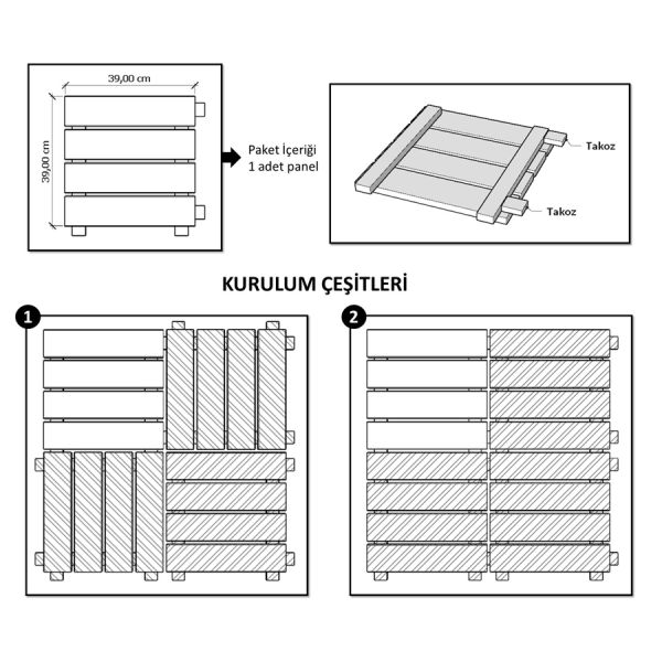 SZN Zemin Karo Deck KD9-02 40 Cm x 40 Cm x 4 Cm Emprenyeli Yeşil