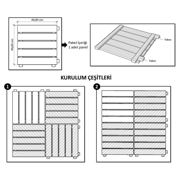 SZN Zemin Karo Deck KD9-03 50 Cm x 50 Cm x 4 Cm Emprenyeli Yeşil